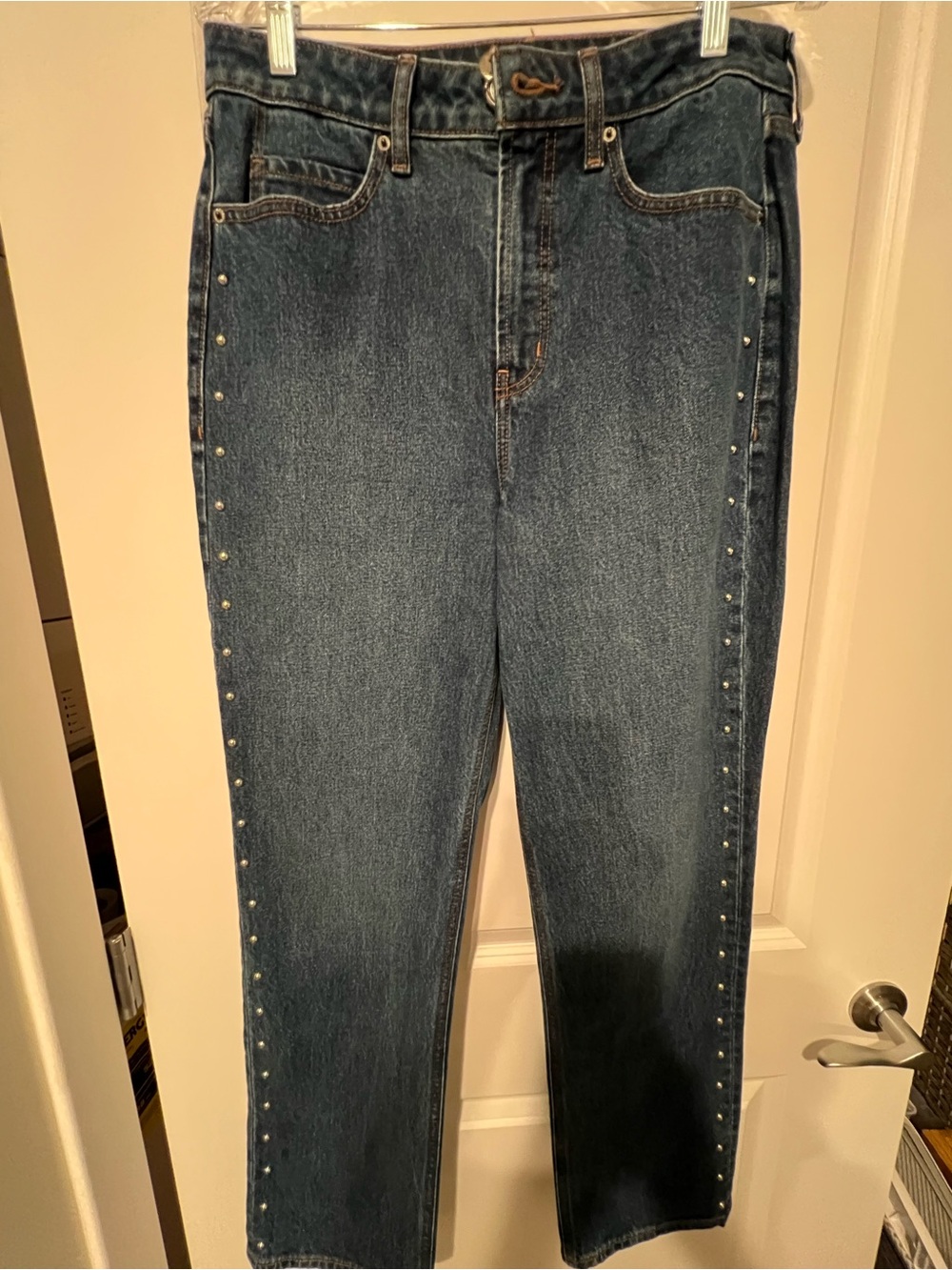 Classic High-Rise Studded Woman’s Jeans - Blue